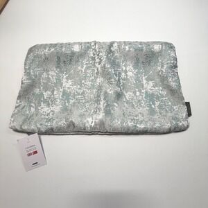 Caldeira Silver Teal Textured Lumbar Pillow Case Metallic Decor Made UK